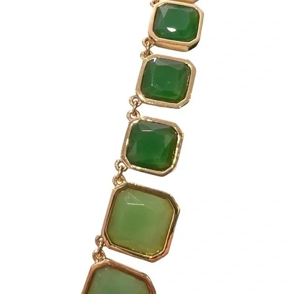 Kate Spade Frame of Mind Necklace Graduated Emerald Green 22-26” Long Party EUC - Picture 2 of 15